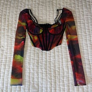 House of CB Long Sleeved Sheer Corset Top